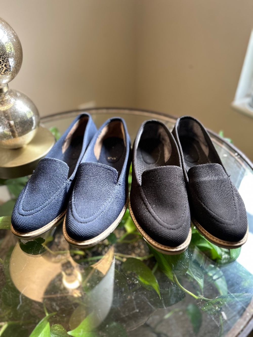 Kelly & Katie Canvas Loafer Comfort Slip On Women's Flats Black Navy Size 7.5
